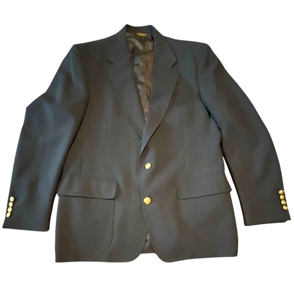 John Weitz Mens Navy Blazer Classic Fit 2 Gold Buttons‎ Preppy Work